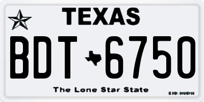 TX license plate BDT6750