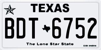 TX license plate BDT6752