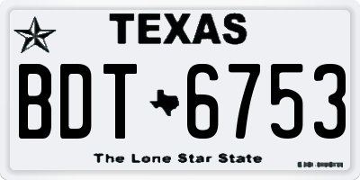 TX license plate BDT6753