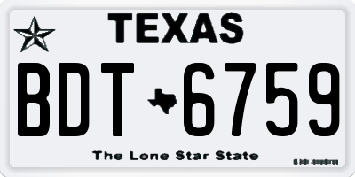TX license plate BDT6759