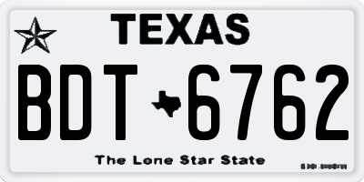 TX license plate BDT6762