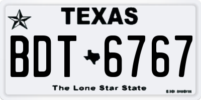 TX license plate BDT6767