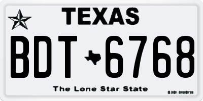TX license plate BDT6768