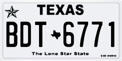 TX license plate BDT6771