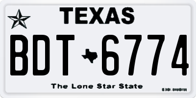 TX license plate BDT6774