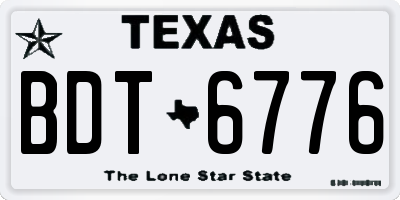 TX license plate BDT6776