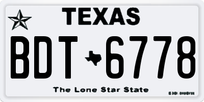 TX license plate BDT6778