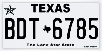 TX license plate BDT6785
