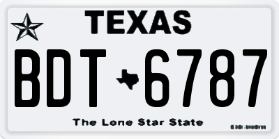 TX license plate BDT6787