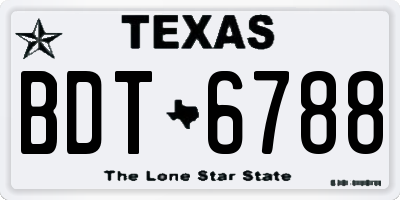 TX license plate BDT6788