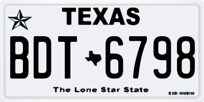 TX license plate BDT6798