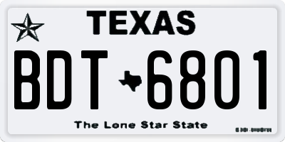 TX license plate BDT6801