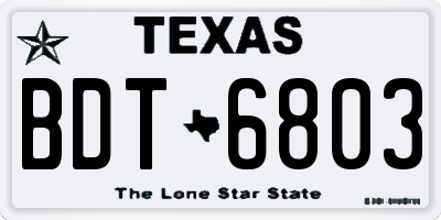TX license plate BDT6803