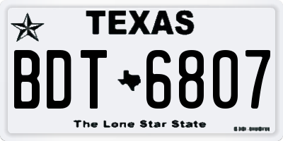TX license plate BDT6807