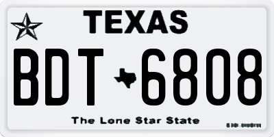 TX license plate BDT6808