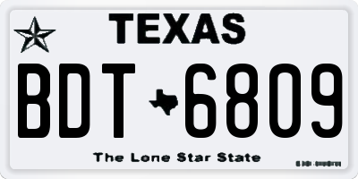 TX license plate BDT6809