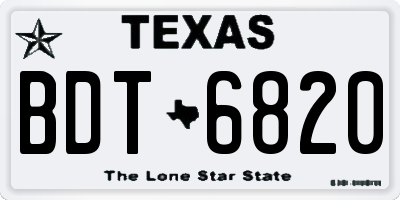 TX license plate BDT6820
