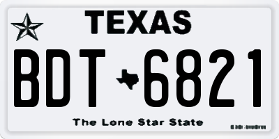 TX license plate BDT6821