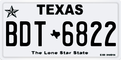 TX license plate BDT6822