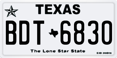 TX license plate BDT6830