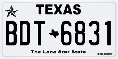 TX license plate BDT6831