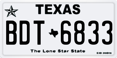TX license plate BDT6833