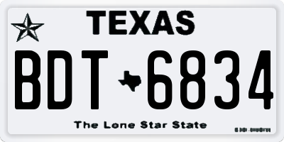 TX license plate BDT6834