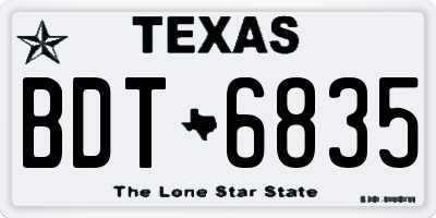 TX license plate BDT6835