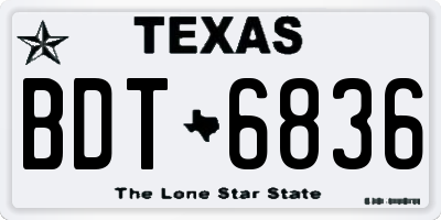 TX license plate BDT6836