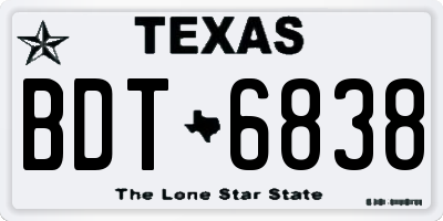 TX license plate BDT6838