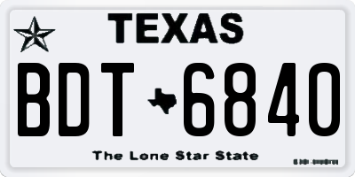 TX license plate BDT6840