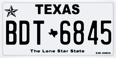 TX license plate BDT6845