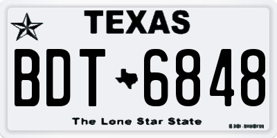 TX license plate BDT6848