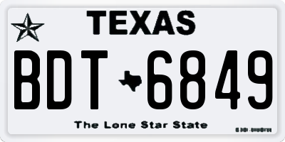TX license plate BDT6849