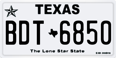 TX license plate BDT6850