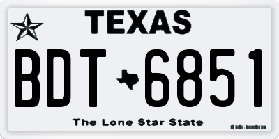 TX license plate BDT6851