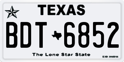 TX license plate BDT6852
