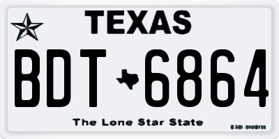 TX license plate BDT6864