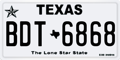 TX license plate BDT6868