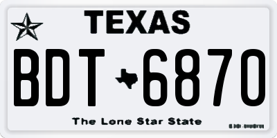 TX license plate BDT6870