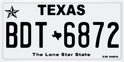 TX license plate BDT6872