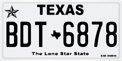 TX license plate BDT6878