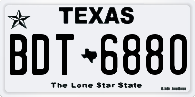 TX license plate BDT6880
