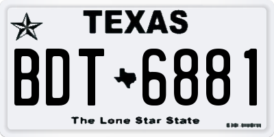 TX license plate BDT6881