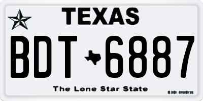 TX license plate BDT6887