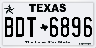 TX license plate BDT6896