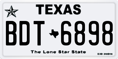 TX license plate BDT6898