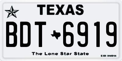 TX license plate BDT6919