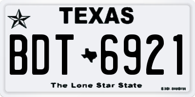 TX license plate BDT6921