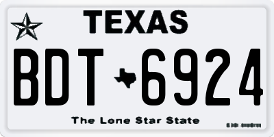 TX license plate BDT6924